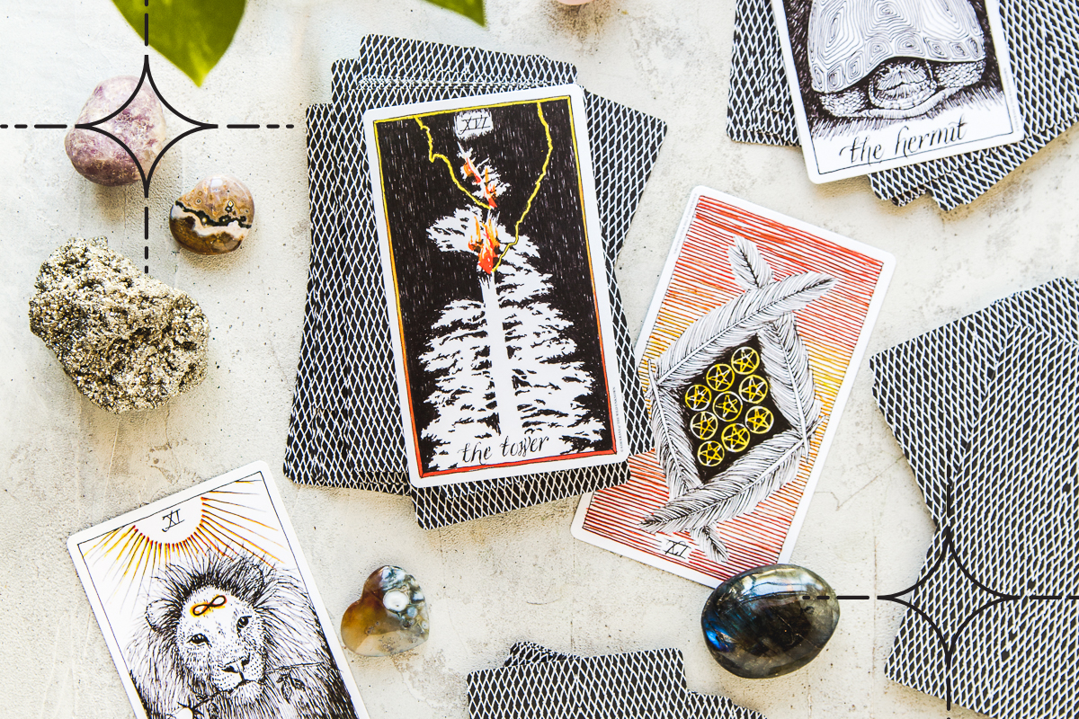 Tarot cards laid out during a tarot journaling practice